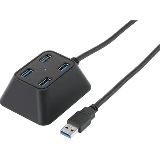 Renkforce 4 Port USB 3.2 Gen 1-Hub (USB 3.0) mit Status-LEDs Schwarz