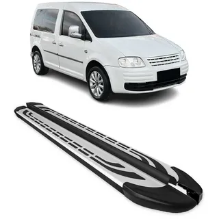 OMAC Kfz-Schmutzfänger Trittbretter Seitenschweller für VW Caddy 2004-2020 L1 Schwarz Alu, 2-tlg., Rutschfest, Haltbar, Aerodynamik schwarz|silberfarben