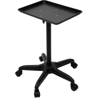 Professioneller Friseurwagen mit höhenverstellbarem Aluminium- und Kunststoffdesign, Kosmetik-Servierwagen für Haarwerkzeuge, 45 x 33 cm Ablage, 6 kg Tragfähigkeit, Schwarz - Friseurstuhl Rollwagen