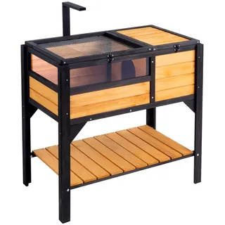 Vevor Schildkrötenhaus, aus Holz für drinnen und draußen, Schildkrötengehege mit Lichtständer, Reptiliengehege Kleintierkäfig mit Standbeinen für Gecko, Eidechse, Schlange, 850 x 500 x 825 mm