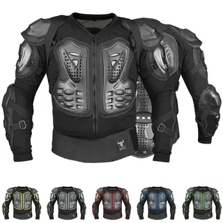 BULLDT Protektorenjacke Damen & Herren Titan für Motorrad Motocross ATV Skatebording Quad Scooter MTB Enduro Reiten Protektoren - Atmungaktiv 2in1 Jacke mit abnehmbar Rückenprotektor - Schwarz - 48