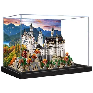 Acryl-Vitrine für Lego 21063 Schloss Neuschwanstein, transparente Vitrine, staubdichte Vitrine, kompatibel mit Lego 21063 (nur Vitrine) (Hintergrund 3 mm)