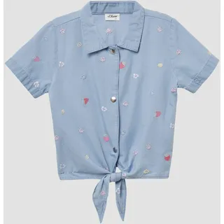 s.Oliver Gewaschene Bluse aus Denim mit All-over-Stickerei - blau - 128/134