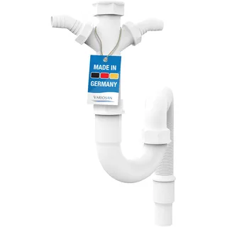 VARIOSAN Flexibler Röhrensiphon 11497, 1 1/2", 2 Siphon-Geräteanschlüsse 1", für...