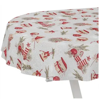 ANRO Wachstuchtischdecke abwaschbar Oval 180 x 140 cm Rot
