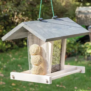 zooprinz Vogelhaus zum aufhängen – Weiß – Wetterfest – Vollholz | Plexiglas mit Aufhängung - Weiß