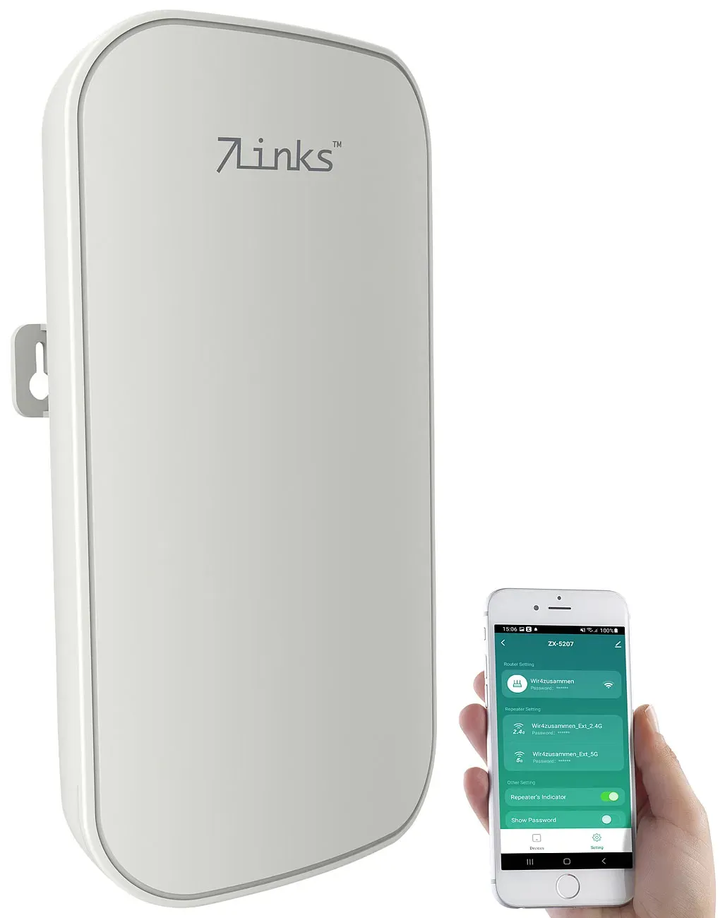 Outdoor-WLAN-Repeater, 1.200 Mbit/s, Dual-Band 2,4+5,0 GHz, App, 80 m