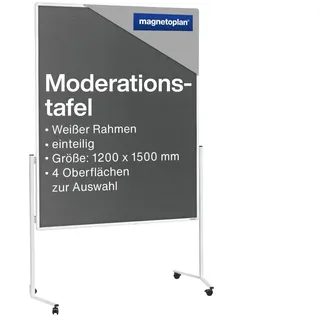 Magnetoplan Moderationstafel mit weißem Rahmen, einteilig, Filz grau, 1200 x 1500 cm dunkelgrau