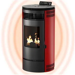 Umbrella UMBRELLA® PR8 Pelletofen 9 kW bis 220m3 – Elektrokamin mit ECO-Modus, Wi-Fi Ready, Wochen-Timer & Überhitzungsthermostat für effizientes Heizen – Rot