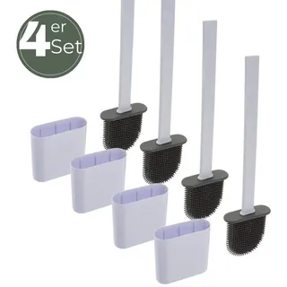 GarPet Klobürste Silikon weiß 4x Set Wandmontage Silikon Toilettenbürste WC Bürste Klobürstenhalter ohne bohren WC Bürstengarnitur WC Bürsten & Halter