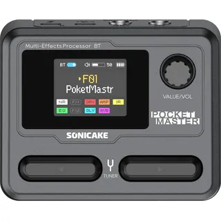 SONICAKE Gitarren Effektpedal Multi-Effekte 9 Effektmodule 100 Presets 20 Amp/Cab Gitarren Effektprozessor OTG USB Audio Interface BT mit APP Pocket Master (Schwarz)