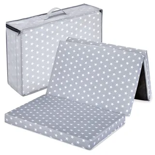 Bambini klappbare Reisebettmatratze Reisematratze 120x60 cm Sterne grau NEU