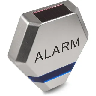 Maclean Brackets Maclean DC3200 Alarmanlagen-Attrappe mit blinkende LED-Leuchte Blinklicht Solarpanel Kameras (Silber)