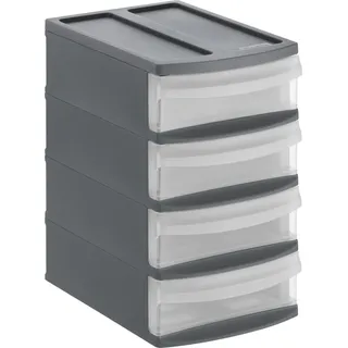 Rotho Schubladenbox Tower Systemix XS 4 Schübe anthrazit