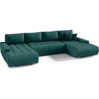 FEDVE Ecksofa Big Sofa mit Schlaffunktion DHAKA U Form Couch Sofagarnitur - Grün