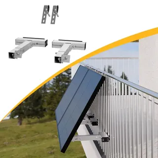 Powerness Aufständerung Solarmodul Halterung für Balkon (1 Set) – Verstellbar, Witterungsbeständig, Silber (0% MwSt)