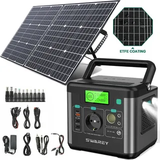 300W(Spitzenwert 600W) Tragbare Power Station Solarspeicher mit 100W Solarpanels Solaranlagen Solarzelle , Stromerzeuger Solargenerator Ladegerät