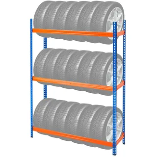 Vevor Reifenlagerregal, Reifenhalter mit 3 Ablagen für bis zu 18 Standardreifen, Hochleistungs-Reifenträgerständer aus Metall mit verstellbarem Abstand für Garagenwerkstatt, Tragkraft 300 kg