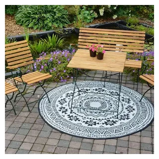 Esschert Design Gartenteppich Ø180cm grau/schwarz