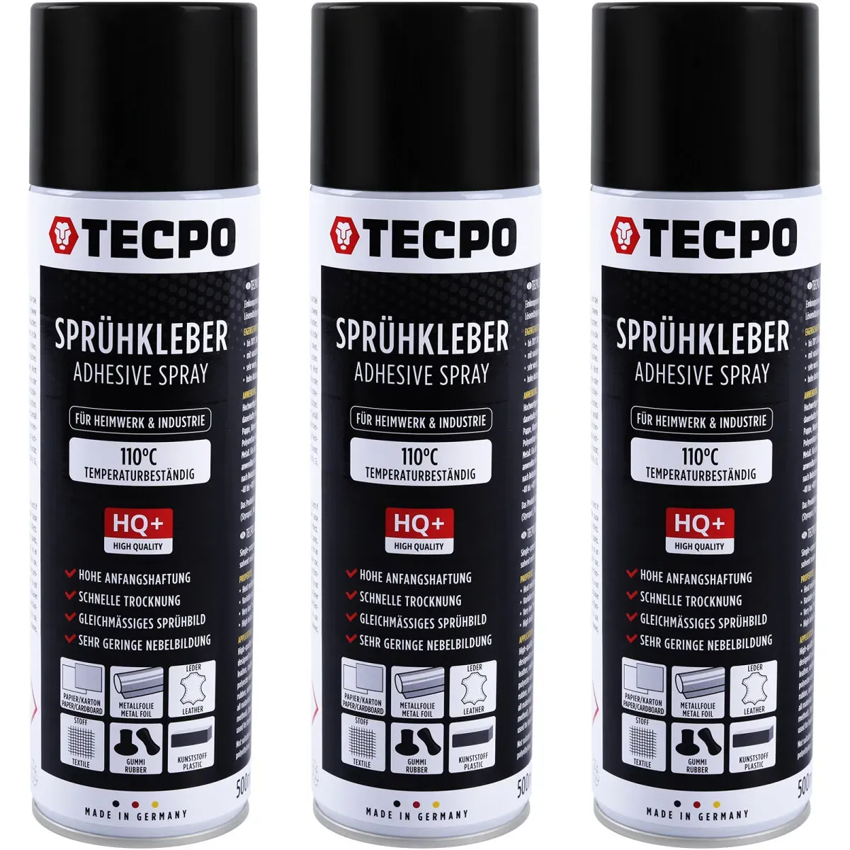 3x TECPO Sprühkleber 110°C Wärmestand mit Hohe Anfangshaftung...