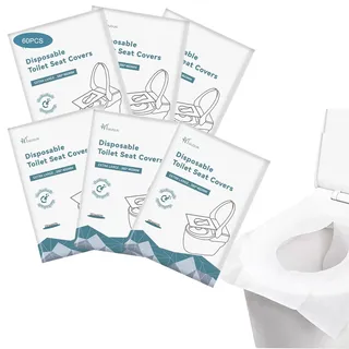 YQBFTC 60 Stück Einweg Toilettensitzbezug,Spülbare Papier WC Auflagen Toilettenauflagen Einweg,WC-Sitz Matte Toilettenpapier Pad für Reisen,öffentliche Toilette,Einkaufszentren,Büro