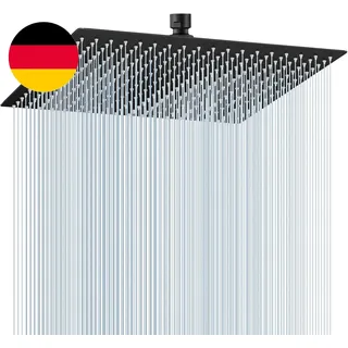 40CM Duschkopf Regendusche Schwarz Groß, 304 Edelstahl Wasserfall Duschkopf Wass