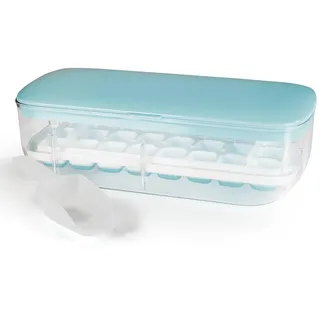 GOURMETmaxx Eiswürfelbehälter | 2-in-1 Funktion Maker-Form & Aufbewahrungsbox | Inkl. Schaufel & Ausstechgitter für bequemes/einfaches Entnehmen | Verschließbar & Stapelbar [BPA-frei]