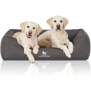 Knuffelwuff Orthopädisches Hundebett Leon aus Velour - anthrazit