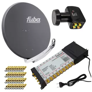 Fuba PremiumX Satelliten-Komplettanlage Fuba DAA 850 A Satellitenschüssel Alu Anthrazit 5/16 Multiswitch LNB F-Stecker, 1 SAT 16 Teilnehmer