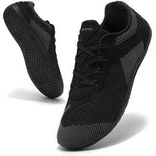 Uwowd Barfuss Schuhe Damen Breite Zehenbox Barfußschuhe Herren mit Zero-Drop-Sohle Leicht Bequem Fitnessschuhe rutschfest Atmungsaktiv Minimalschuhe für Sport Outdoor Alltag Schwarz 43 - 43 EU