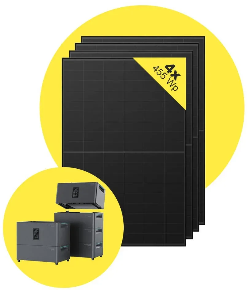 Sicatron 1820W Balkonkraftwerk - 4x Trina Solar 455 Watt - Marstek Jupiter C plus 2,56 kwh Speicher - Ohne Smart Meter