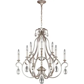 Elsteadlighting DeWitt Kronleuchter, mit 9 Lichtern, Sonnenaufgangssilber - FE-DEWITT9