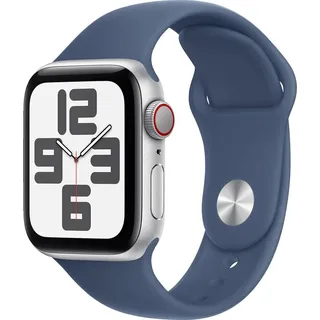 GPS + Cellular 44 mm Aluminiumgehäuse Silber, Sportarmband Denim M/L