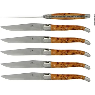 Forge de Laguiole  6 Tafelmesser Inox 2 Mitres Wacholder matt Klinge Inox Standard
