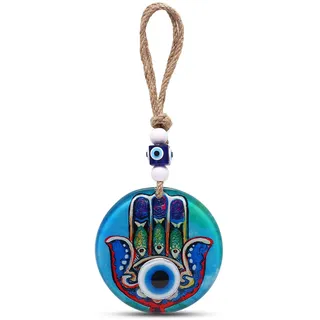 MYSTIC JEWELS Hamsa Hand der Fatima aus Glas mit türkischem Auge für Glück zu Hause (Modell 2)