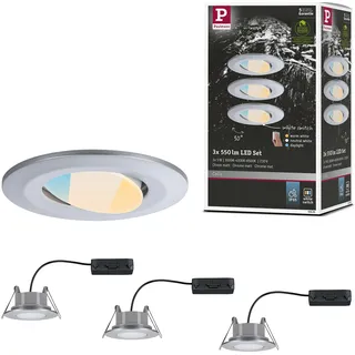 Paulmann HomeSpa 3er Set LED Einbauleuchte Calla Chrom 9 cm schwenkbar