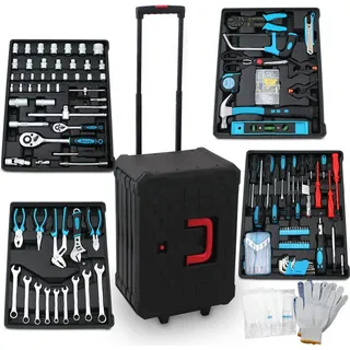 BITUXX Werkzeugkoffer 1200 teilig Werkzeug Knarrenkasten Werkzeugkiste Werkzeugtrolley mit Schubladen MS-19124 - Schwarz