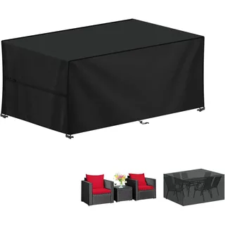wohnTRAUM24 Gartenmöbel-Schutzhülle Gartenmöbel Abdeckung Wasserdicht Outdoor, 420D Oxford Abdeckhaube (Tischabdeckung Winterfest Abdeckplane Gartenmöbel), für Gartentische Terrassenmöbel, Regenschutz und Staubfest, Rechteckig schwarz S | 90 cm x 150 cm x 75 cm