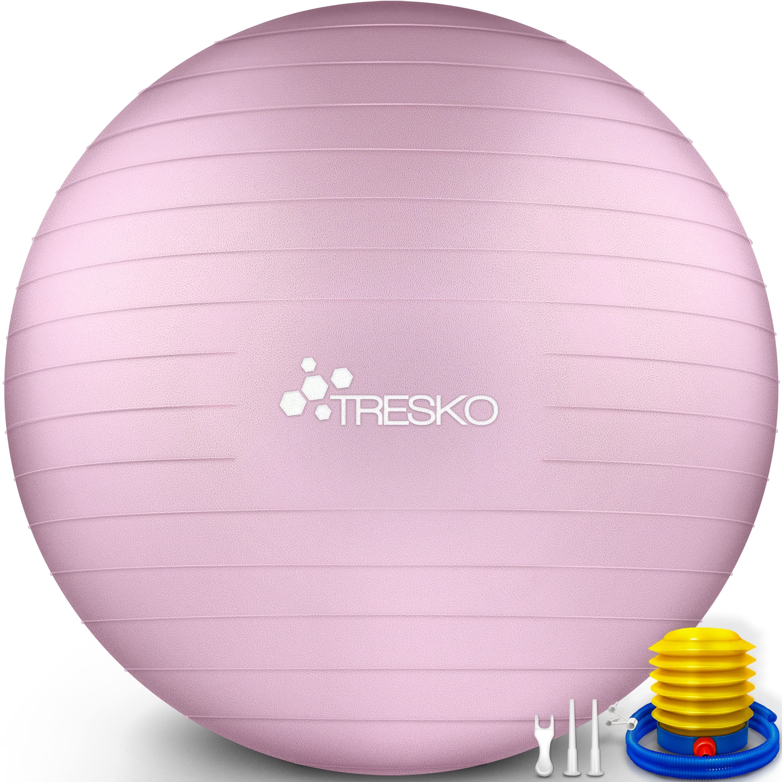 Bild Gymnastikball mit GRATIS Übungsposter inkl. Luftpumpe - Yogaball BPA-Frei | Sitzball Büro | Anti-Burst | 300 kg,Princess-Rosa,85cm (für Körpergröße über 185cm)
