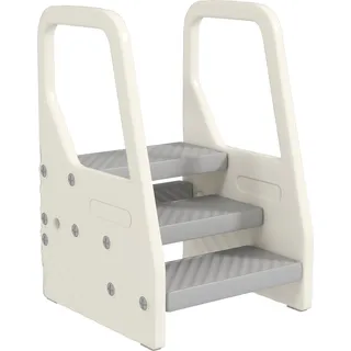 aiyaplay Tritthocker mit 3 Stufen, Kinderhocker Bad höhenverstellbar, Klohocker mit Anti-Rutsch, Badhocker für Kinder 2-5 Jahre, bis 30 kg belastbar, für Bad, Küche, Kinderzimmer, Grau Aosom