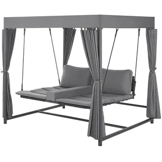 Juskys Schaukelliege Kassandra - Gartenliege mit Sonnendach und Vorhängen für 2 Personen