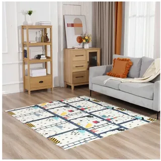 BABY VIVO Spielmatte / Spielteppich für Kinder doppelseitig mit Wald 200 x 180 cm - Bär