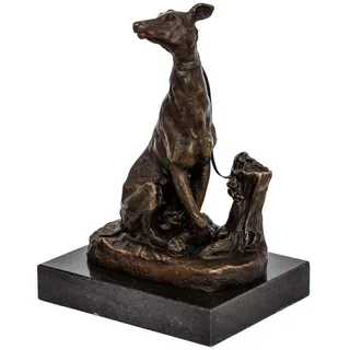 Aubaho Dekoobjekt Bronzeskulptur Windhund im Antik-Stil Bronze Figur 20cm