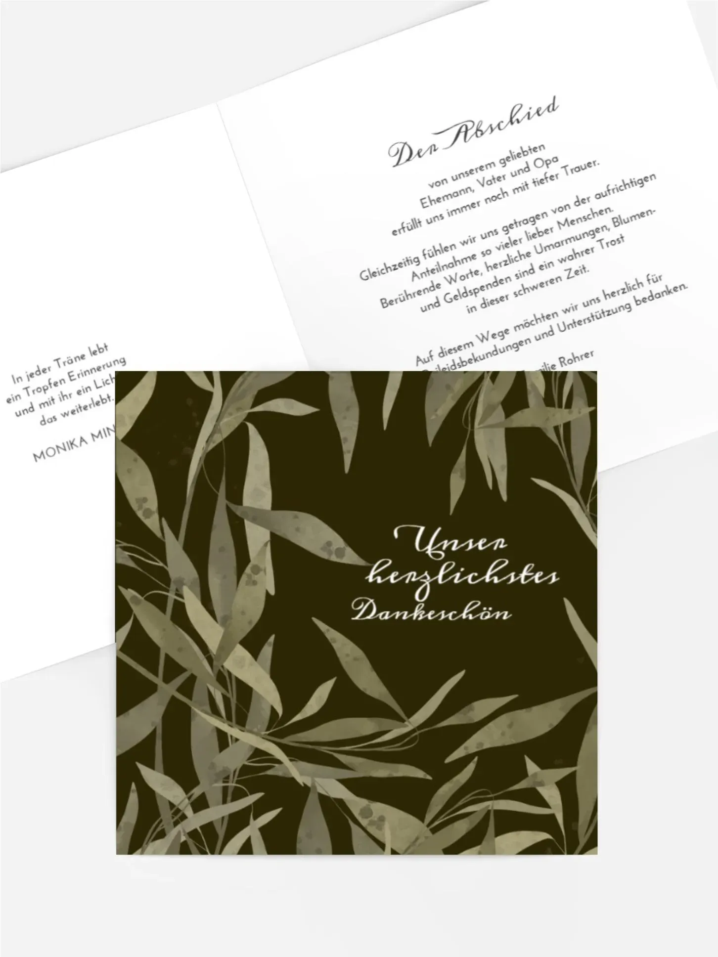 Trauerkarten Dankeskarten selbst gestalten mit Spruch und Fotos im Onlinedesigner bei Meine-Kartenmanufaktur.de