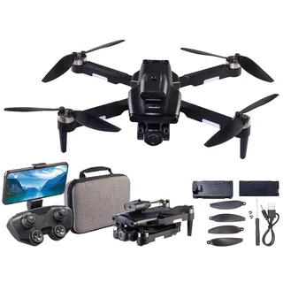 Simulus Faltbare RC-WLAN-Drohne mit HD-Kamera und Hindernisvermeidung
