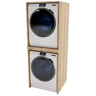 craftpak Waschmaschinenschrank Beige, Holzwerkstoff, 66x180x51 cm, Waschküche, Waschmaschinenschrank
