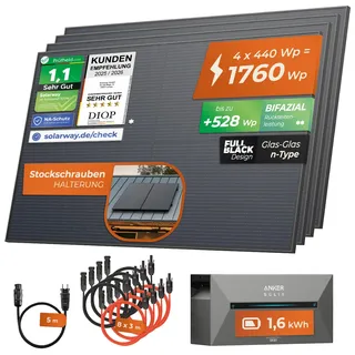 1760 W / 800 W inkl. 1,6 kWh Anker Solix 2 Pro Speicher