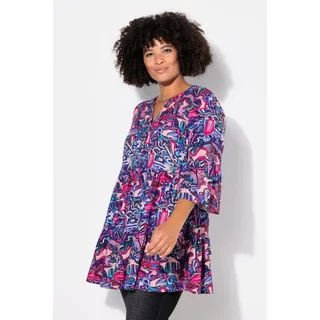 Angel Of Style by Happy Size Angel of Style Damen große Größen Übergrößen Plus Size Tunika, Animal-Patchprint, 3/4-Ärmel, Volants hibiskuspink 48 837430510-48 - 48