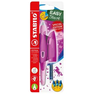 Stabilo Schulfüller ergonomisch für Rechtshänder mit Anfänger-Feder A - STABILO EASYbirdy 3D DreamWorld Special Edition in pink - inkl. Patrone