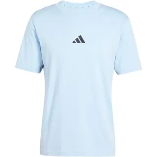 adidas Essentials 3-Streifen Single Jersey Kurzarm-T-Shirt Glow Blue / Black 3XL